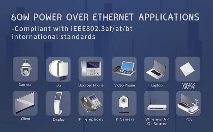 60W δύναμη πάνω στις εφαρμογές Ethernet